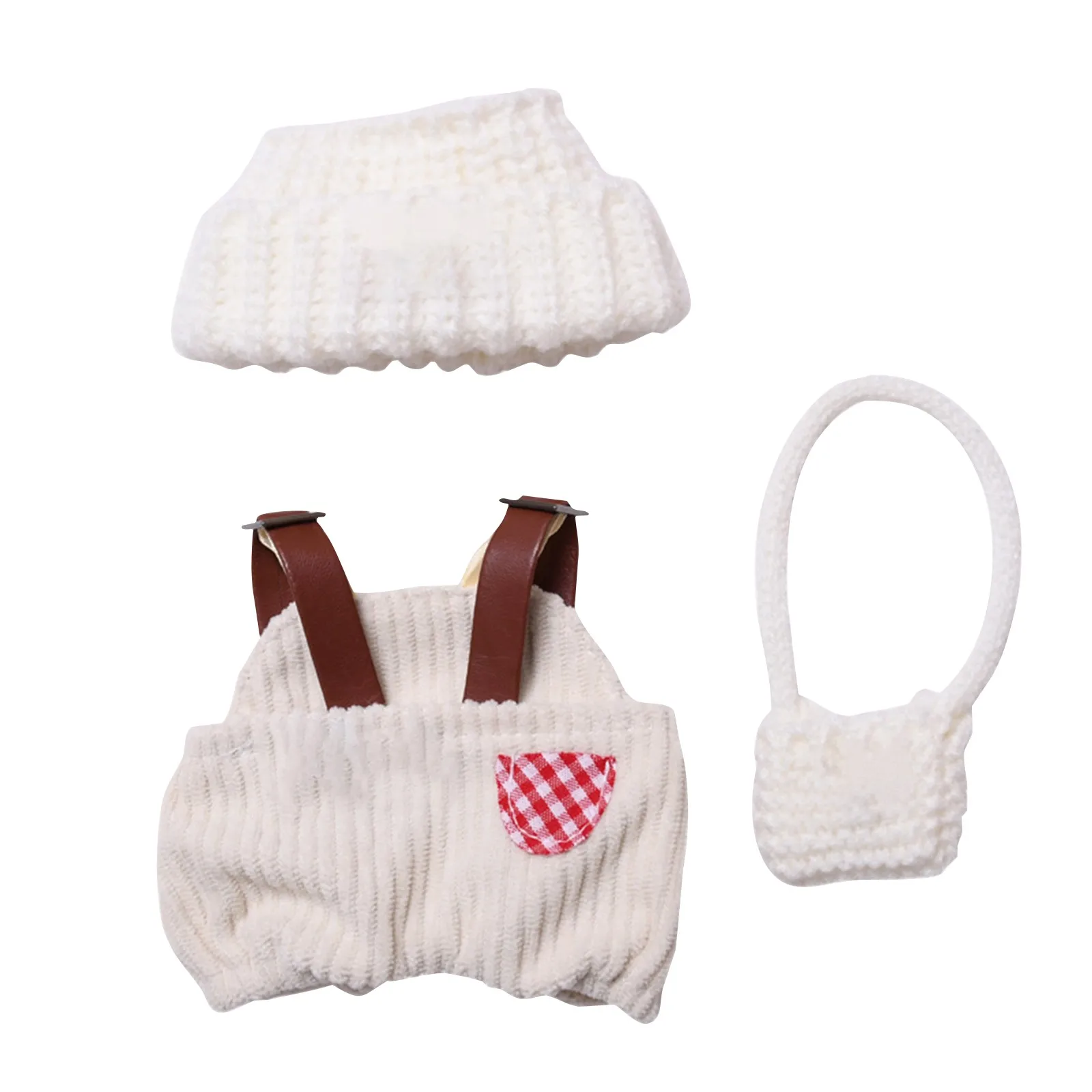 Plush Overalls For Dolls Cute Mini Plush Doll Clothes For 17cm Labubu Rabbit Ear Cap Kinds Of Overalls Clothes Accessories