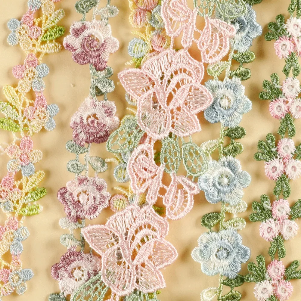 Embroidered Flower Lace Flower Ribbons DIY Clothes Sewing Materials Embroidered Ribbon Multicoloured Wedding Dress Sewing