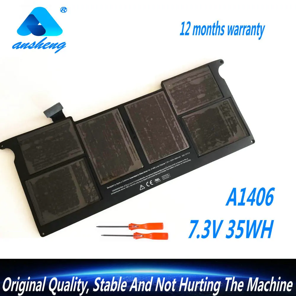 

NEW A1406 Laptop Battery For Apple MacBook Air 11" A1370 Mid 2011 A1465 2012 Version 020-7377-A 7.3V 35WH/ 4680mAh