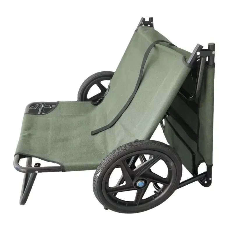 Portable Two Wheel Folding Beach Chair Lightweight 600D Oxford Cloth Outdoor Camping Seat High Load Bearing 150kg New Design