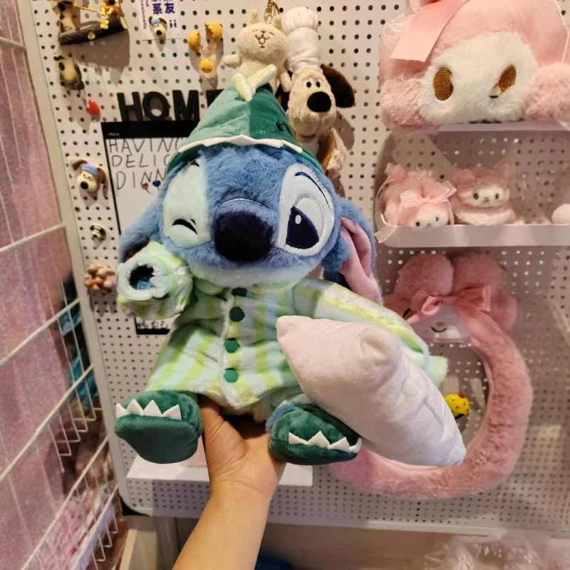 32cm Disney Dinosaur Pajamas Stitch Plush Doll Bedroom Throw Pillow Sofa Cushion Accompany Children Birthday Gift Toy