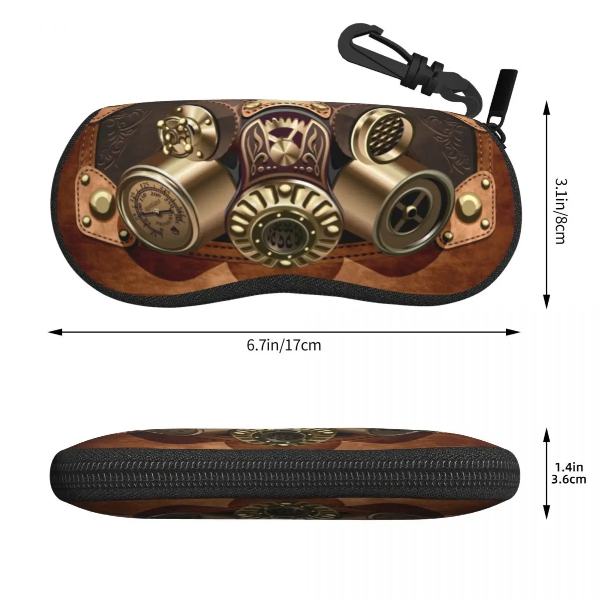 Custom Steampunk Helmet Eyeglass Pouch With Zipper Pilot Air Fighter Glasses Case Ultra Light Soft Rubber Glasses Eyewear Holder