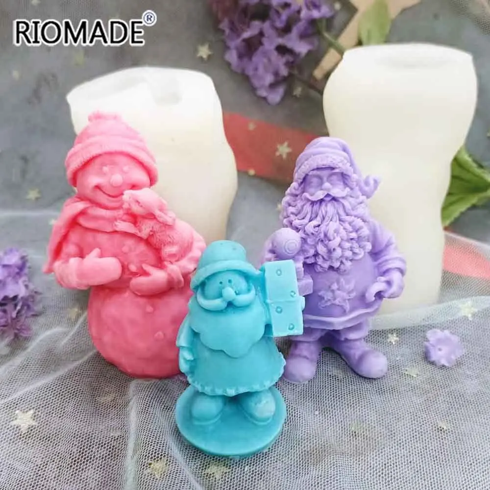 3d Santa Claus Snowman Model Baking Tool Silicone Mold Aromatherapy Candle Plaster Diy Epoxy Resin Christmas Handmade