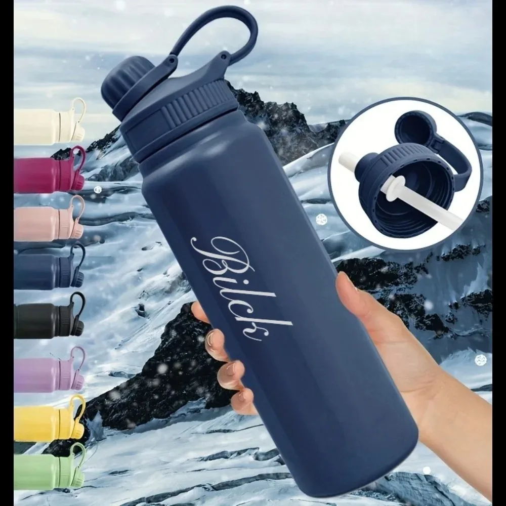 Customize Name SUS304 Insulated Water Bottle 28Oz - With Straw Leakproof BPA-Free Fit for Outdor Sports & Daily Use Perfect Gift