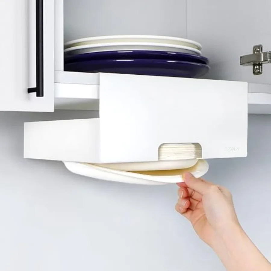 

Диспенсер для бумажных тарелок 10 дюймов, сверхпрочный стальной держатель и органайзер для тарелок под шкаф, прочная металлическая подставка, экономия места на кухне