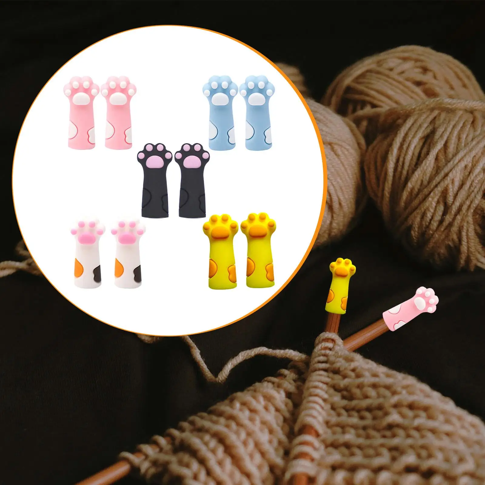 Cat Paw Knitting Pin Stoppers Practical for Sock Knitting Beginners Crafting