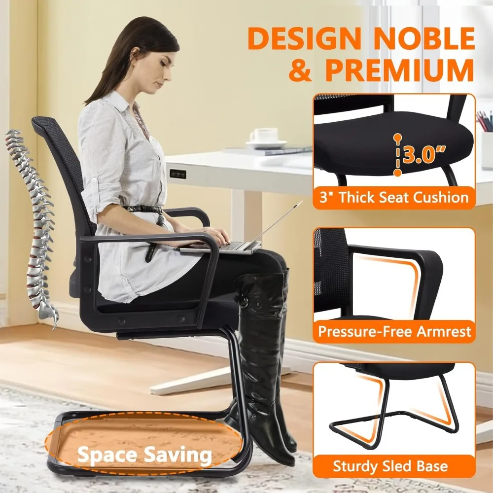 Mesh Back Lumbar Support Guest Chair for Office Reception and Conference Spaces