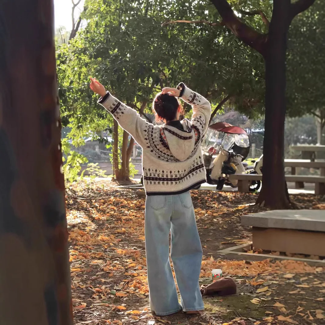 Retro Sweater, Knitted Cardigan Jacket, Women's Autumn/winter 2025 New Outfit