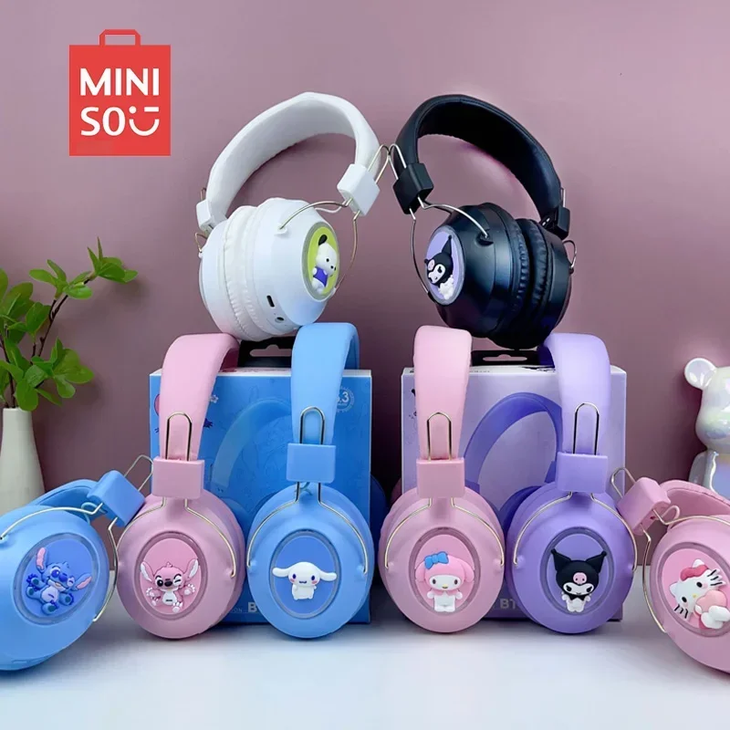 

Sanrio Kuromi Stitch Cartoon Cute Bluetooth Sports Earphones with LED Flashing Wireless Headwear Gaming Esports Earphones