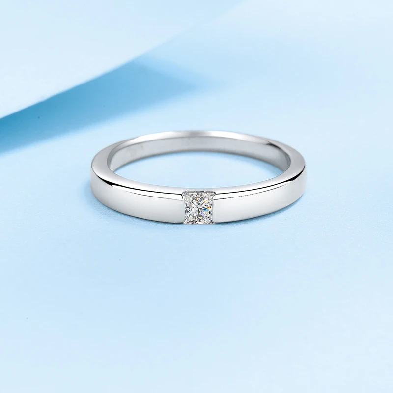 Tezzc Moissanite Wedding Party Ring for Women Men 925 Sterling Silver with Gold Plated Lab Diamond Rings with Certificates