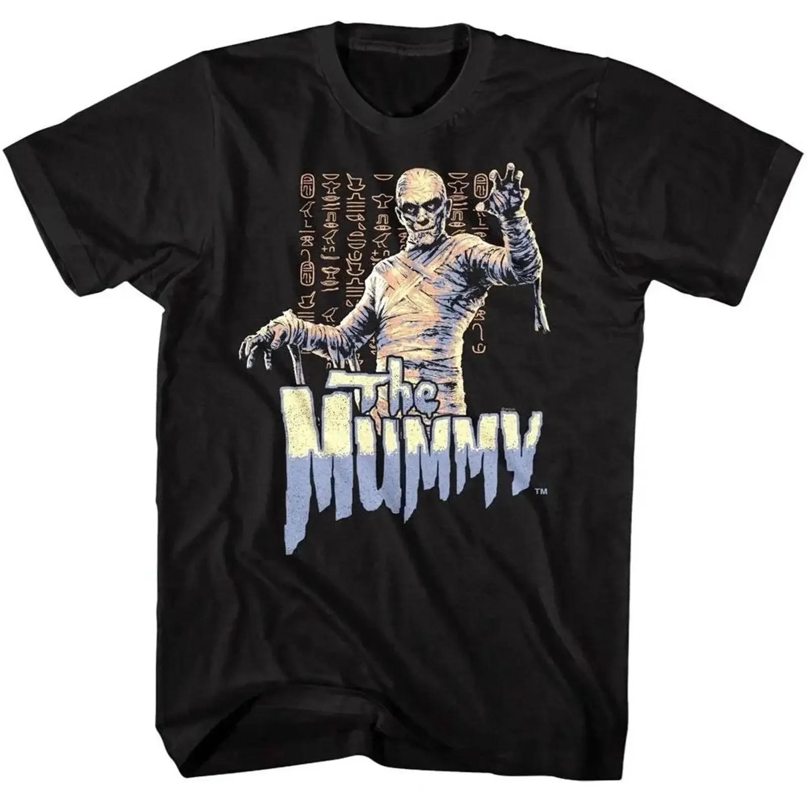 The Mummy Egyptian Glyphs Men's T Shirt vintage Washed Stylish Slightly Unisex Top For Everyday Wear Casual Versatile graphic