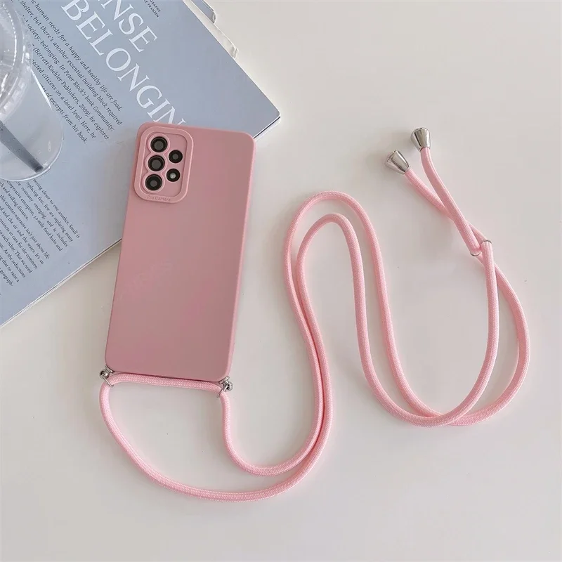 A 55 35 25 15 S 24 Crossbody Lanyard Case For Samsung Galaxy A55 A35 A25 A15 A05s S24 Plus Ultra 5g M34 Cord Silicone Back Cover