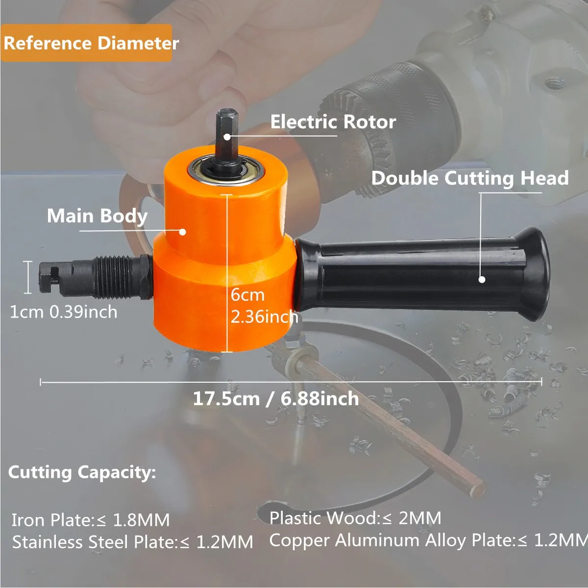 Nibble Metal Cutting Double Head Sheet Metal Nibbler Sheet Nibbler Saw Cutter Tool Drill Attachment Free Cutting Tool Metal Cut