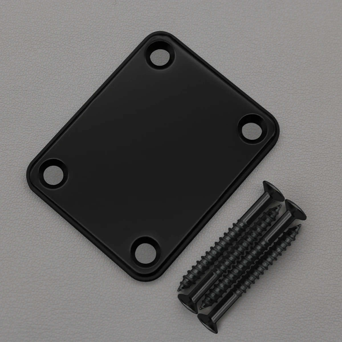 FLEOR Metal Black Electric Guitar Neck Plate Joint Board Plated w/ Rubber Mat Mounting Screws