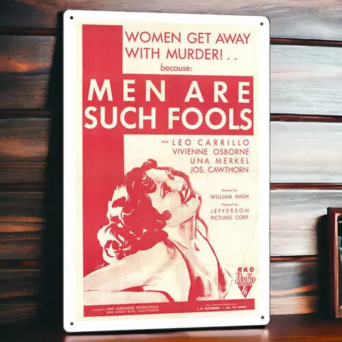 Men Are Such Fools Metal Movie Poster Tin Sign Plaque Wall Decor Film 8