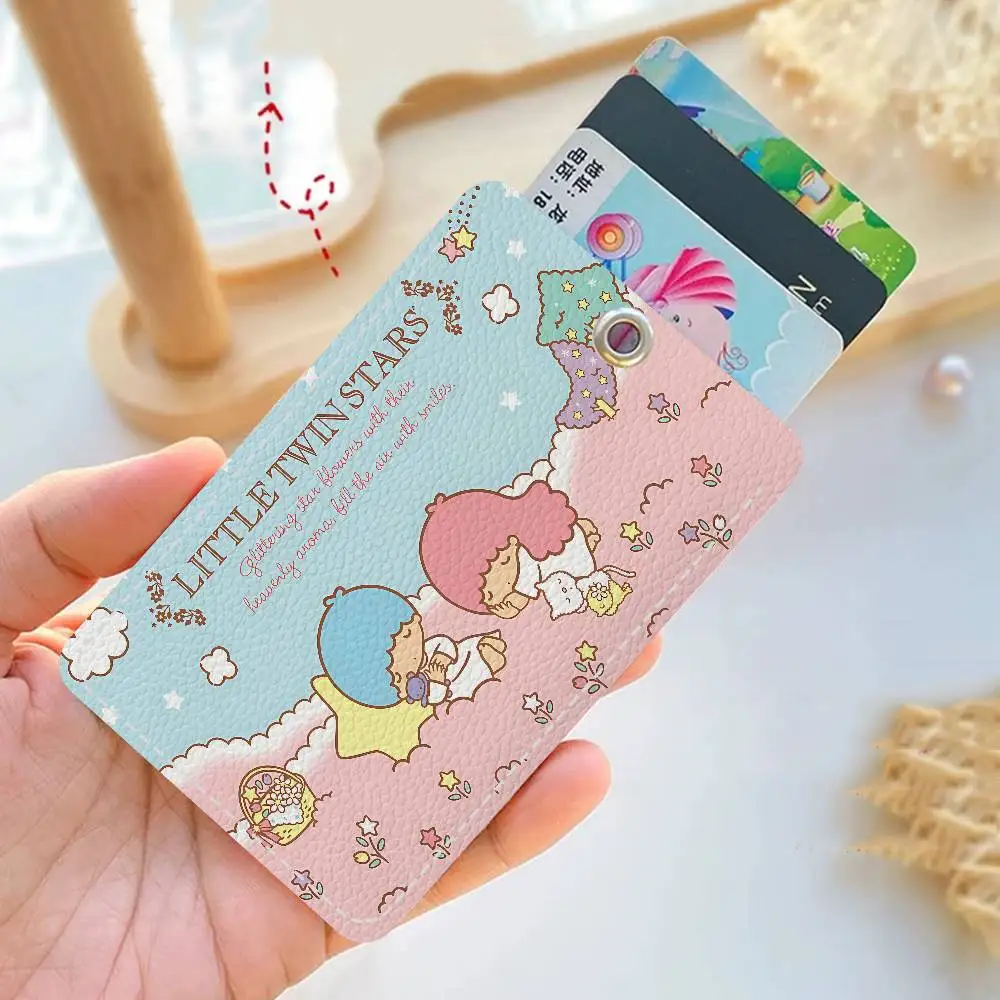 L-Little T-Twin S-stars Fashion Keychain With Access Card Holder, Bus Pass & Meal Card ID Bank Card Protective Case For Security