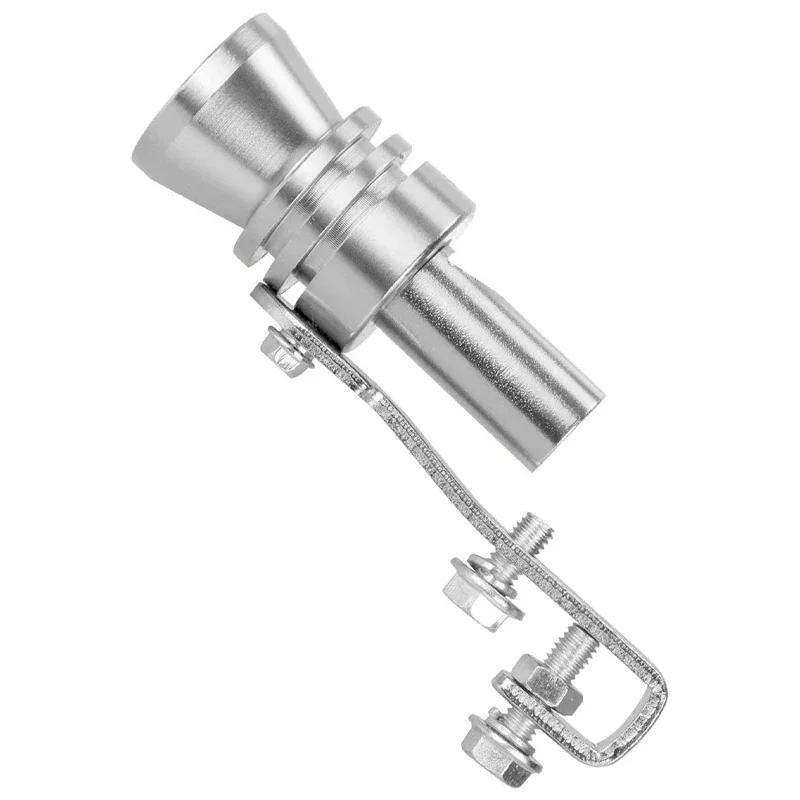 Motorbike Car Exhaust Fake Turbo Whistle Pipe Sound Muffler Blow Off Valve Universal Simulator Whistler Aluminum Silver S/M/L/XL