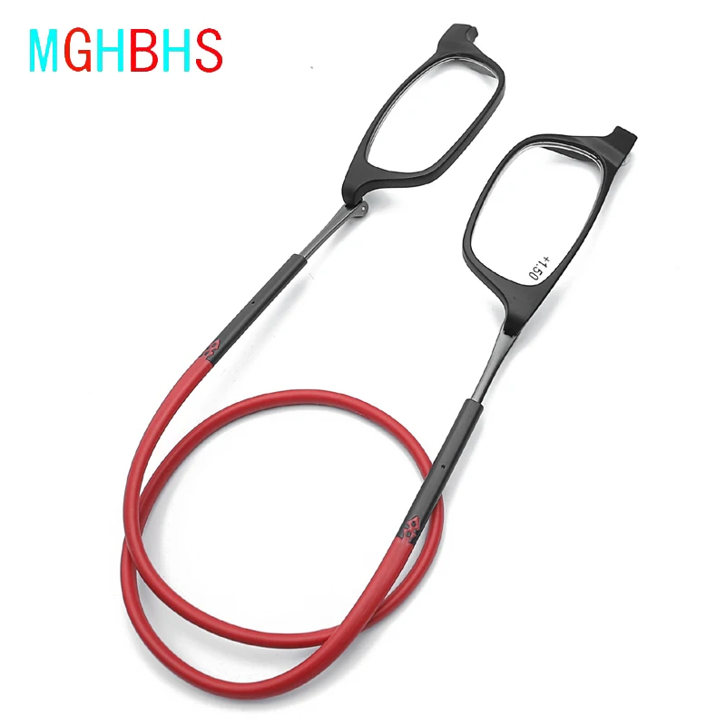 

MGHBHS high-grade TR magnetic absorption hanging neck reading glasses for men and women portable magnet reading glasses