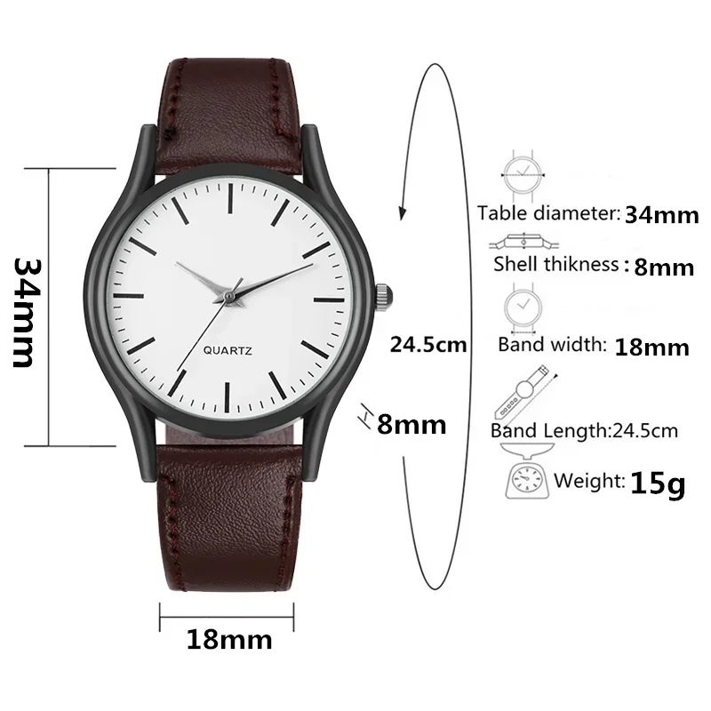 Simple Vintage Classic Couple Watches 2024 Women for Men Watches New Leather Strap Quartz Wristwatches Relogio Montre Parejas