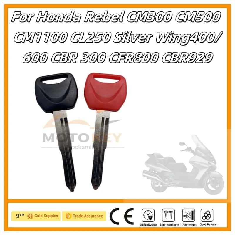 Motorcycle keys Blank Key Uncut Blade For Honda Rebel CM300 CM500 CM1100 CL250 Silver Wing400/600 CBR 300 CFR800 CBR929