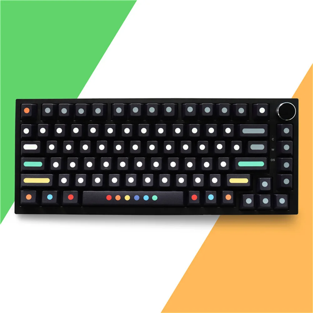 Black dot keycap Suitable for customized mechanical keyboard Original height keycap 129 keys Polka dot personalized theme pbt