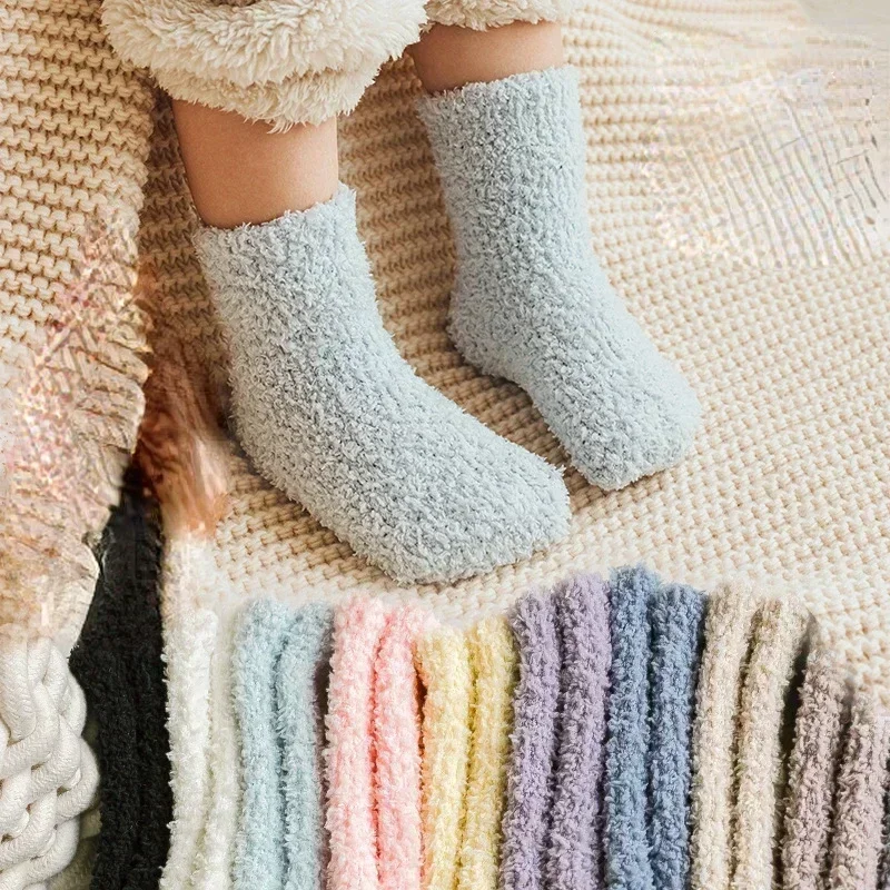 Winter Thick Coral Fleece Children Warm Kids Socks Girls Boys Toddler Soft Baby Autumn Stuff Newborn Anti-slip Floor Socks 0-5Y