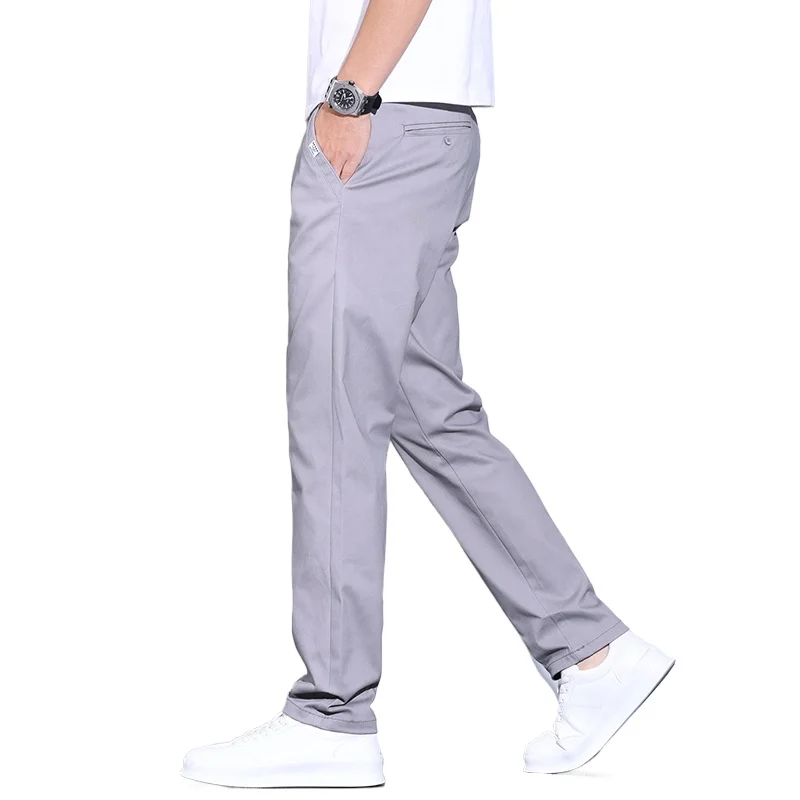 

Men's Trendy Business Trousers Spring Summer Cotton blend Straight Fit Chinos Versatile Dress Pants for Work Commute Daily Wear
