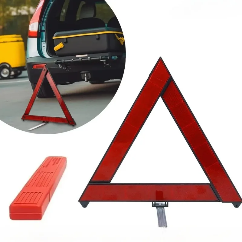 

Foldable Car Warning Triangle - 30cm Reflective Emergency Tripod w/Anti-Slip Base & Storage Box, for Roadside Breakdown