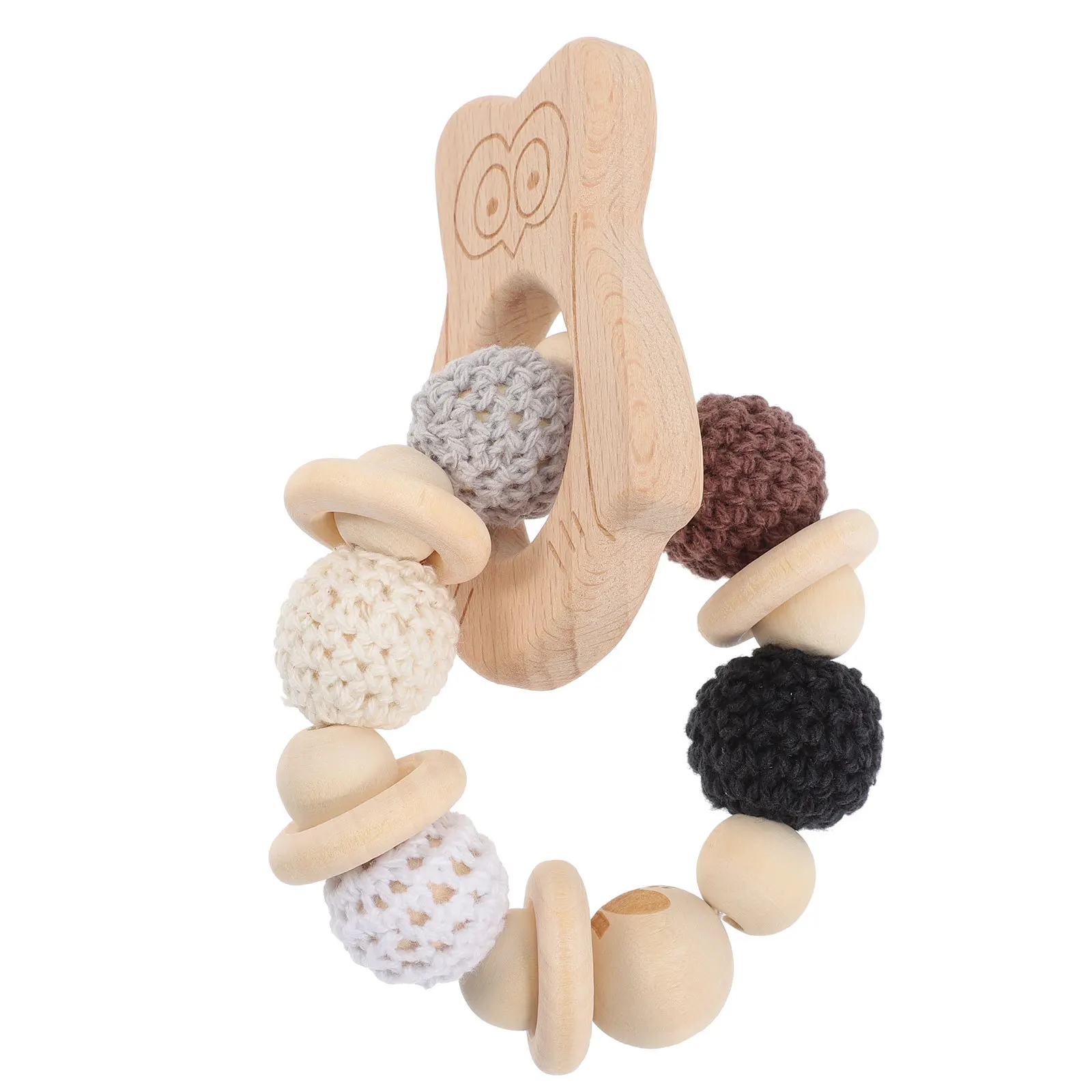 Haya Baby Owl Sonajero Mordedor Anillo de masticación sensorial para bebés de 0 a 6 meses Desarrollo de habilidades motoras finas para bebés,