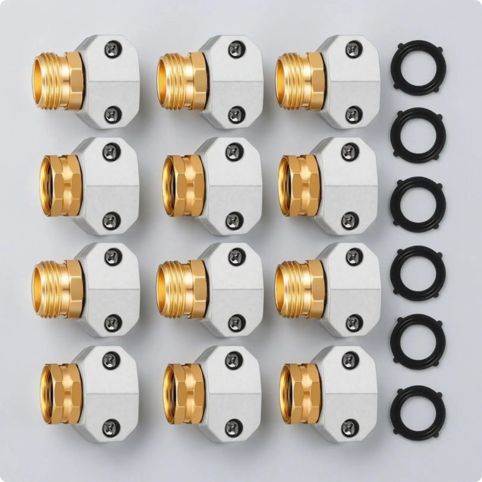 Universal Garden Hose Mender Set 12 Pack Zinc Alloy Coupler for Fixing Cut Hoses in Outdoor Watering