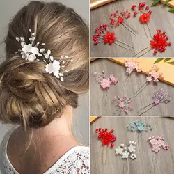 1PC Bridal U-shaped Pin Metal Barrette Clip Hairpins Rhinestone Pearl Women Hair Accessories Wedding Hairstyle Design Tools