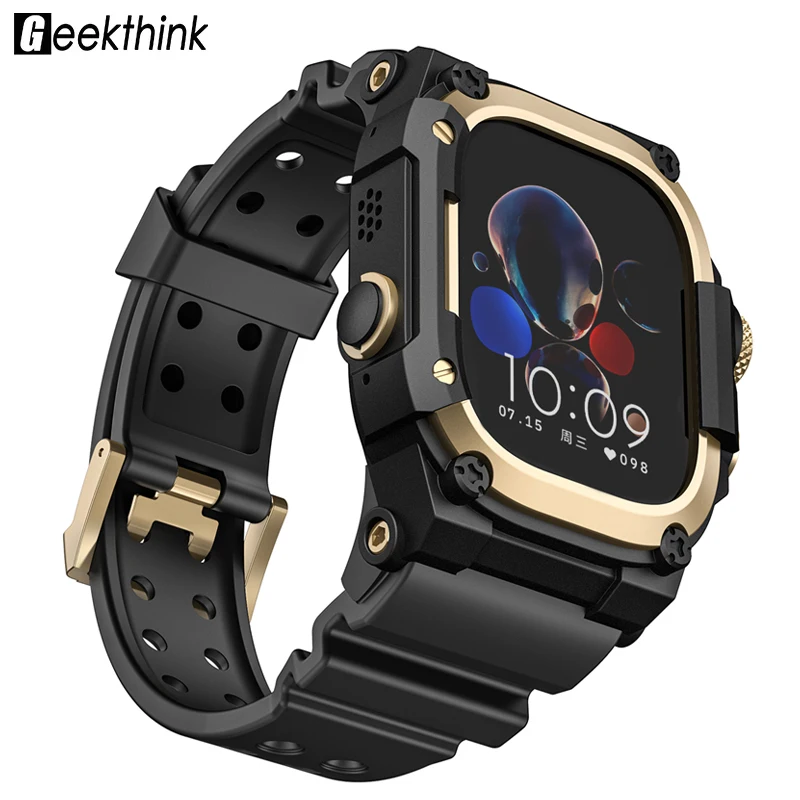 Премиальный ремешок из TPU для Apple Watch Ultra, металлический защитный чехол, набор для iWatch Series Ultra 3 2 1 49 мм, противоударный спортивный ремешок для мужских часов.