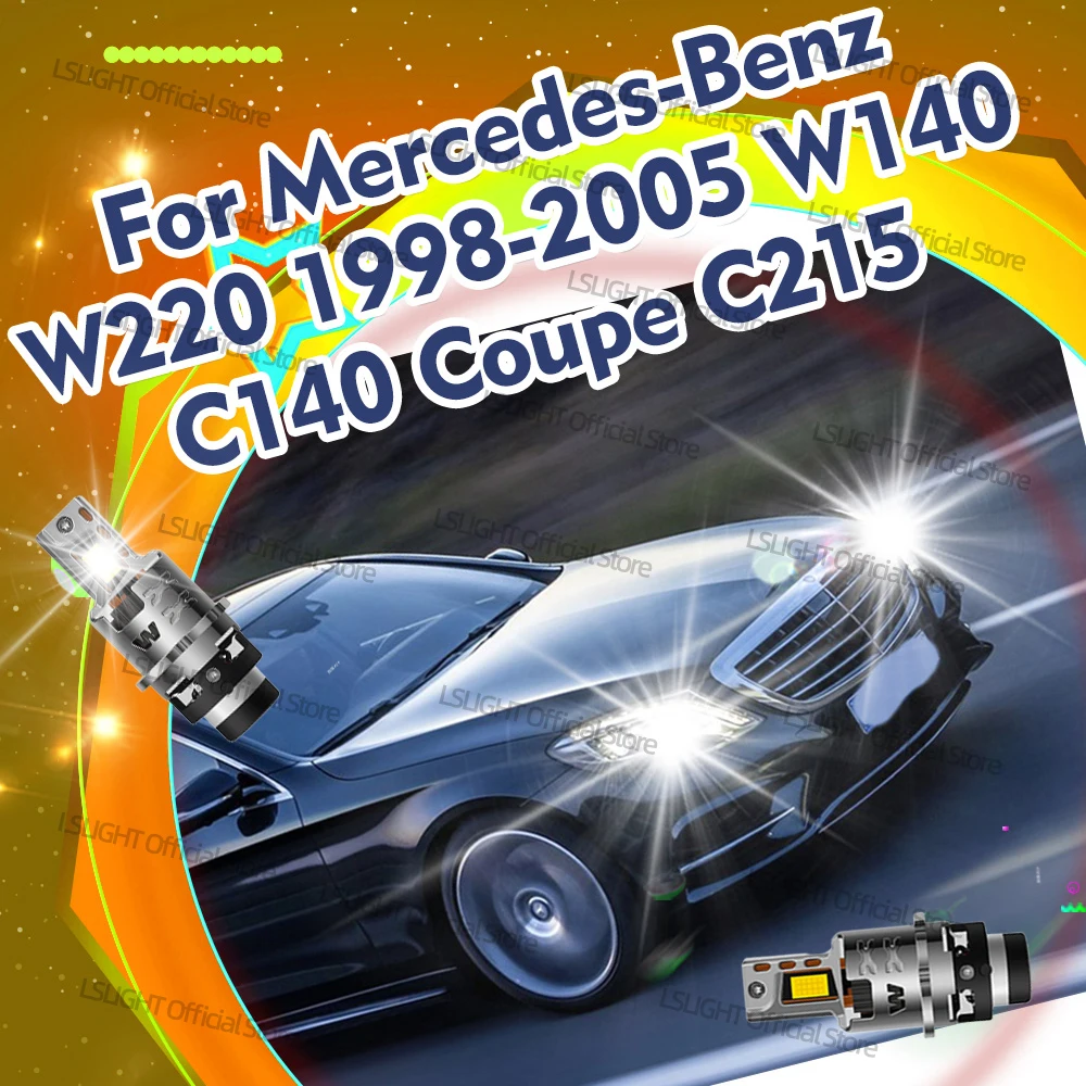 

2Pcs LED 6000K Headlamps D2 For Mercedes-Benz W220 1998-2005 W140 C140 Coupe C215 1999-2006 Replace HID D2S D2R Headlights 12V