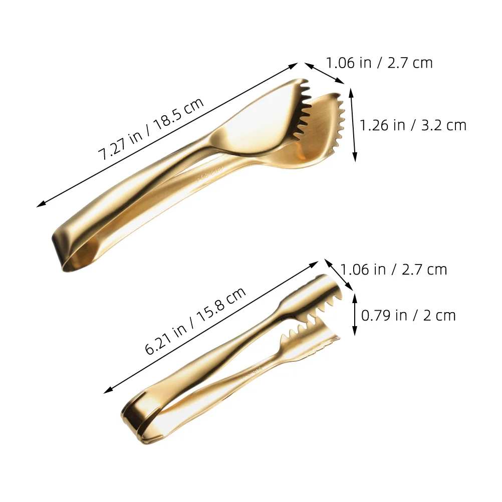 

2Pcs Stainless Steel Ice Tong Tool Ice Cube Clip Ergonomic Bbq Cooking Bread Toast Tongs Bbq Tongs Toast Tong Bread Clips