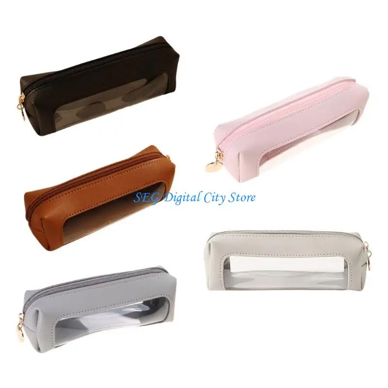 

U75B Clear Waterproof Pencil Bag Multifunctional PU Pen Zippered Pen Case Travel Stationery Bag, Cosmetic Organiser Bag