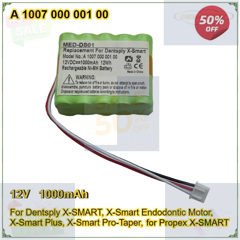 

12V 1000mAh Medical Battery A 1007 000 001 00 for Dentsply X-SMART Endodontic Motor Plus for Propex X-SMART Replacement Battery