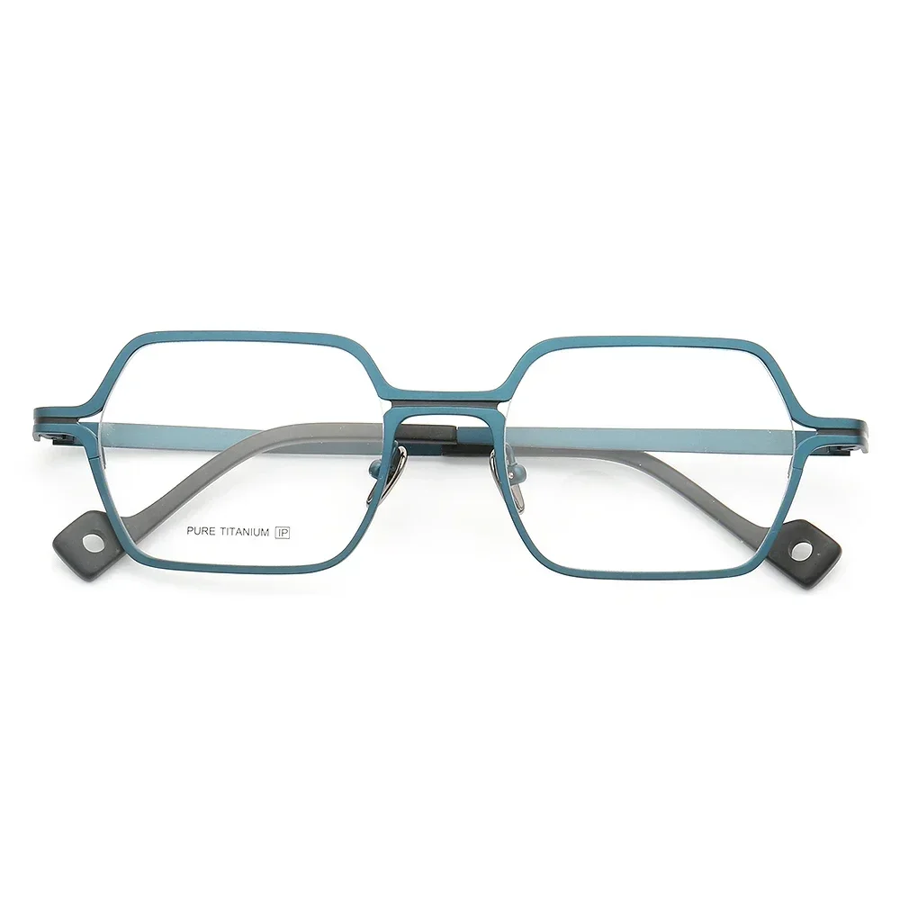 

Metal Business Fashion Full Rim Lightweight Eyeglass Frame Men Square Premium Pure Titanium Glasses Frame for Women Custom Lens