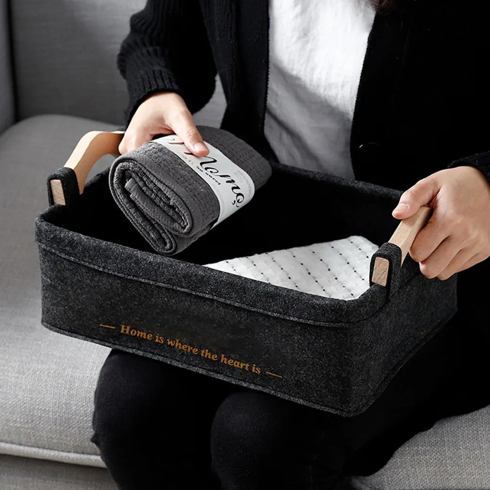 

Корзина для хранения у кровати, 3 шт., черная, в скандинавском стиле, из войлока, складная, большой вместимости, для закусок, для гостиной, кухни, офиса