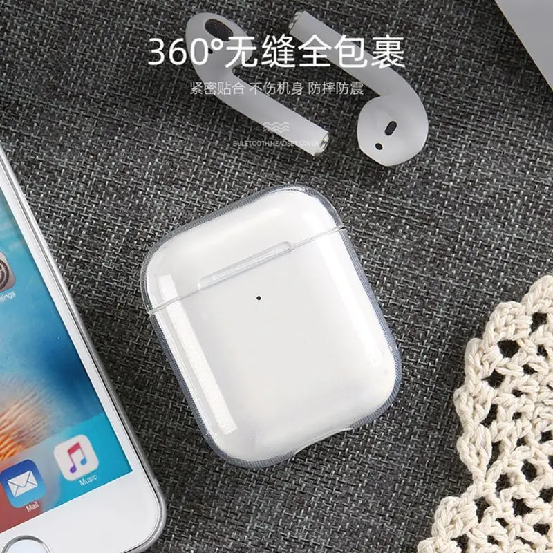 AirPods 케이스 용 투명 케이스 Airpods 2 1 PC 용 Bluetooth 무선 이어폰 보호 커버 Clear Hard Case Shell