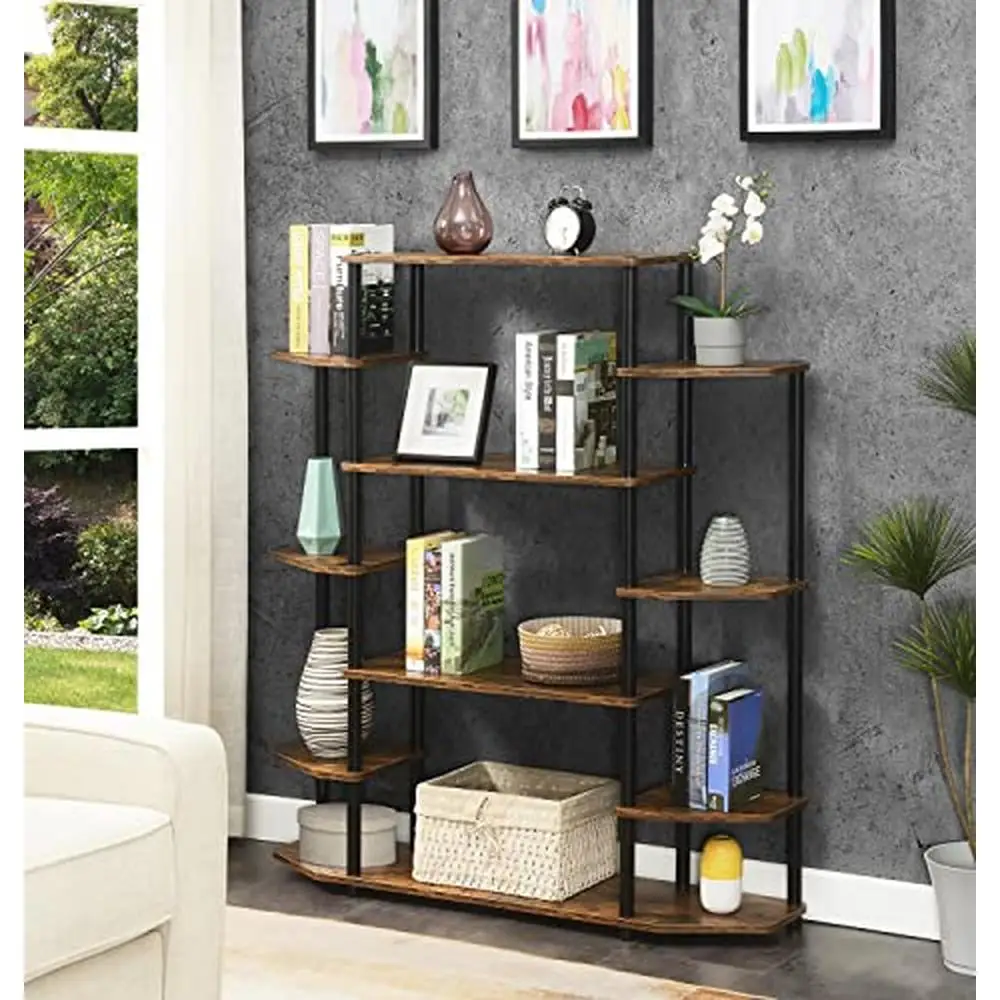 Contemporary Display Shelf 10 Tiered Shelves Stylish & Durable Office Living Room Decor Easy Assembly Rust-Resistant 47.25