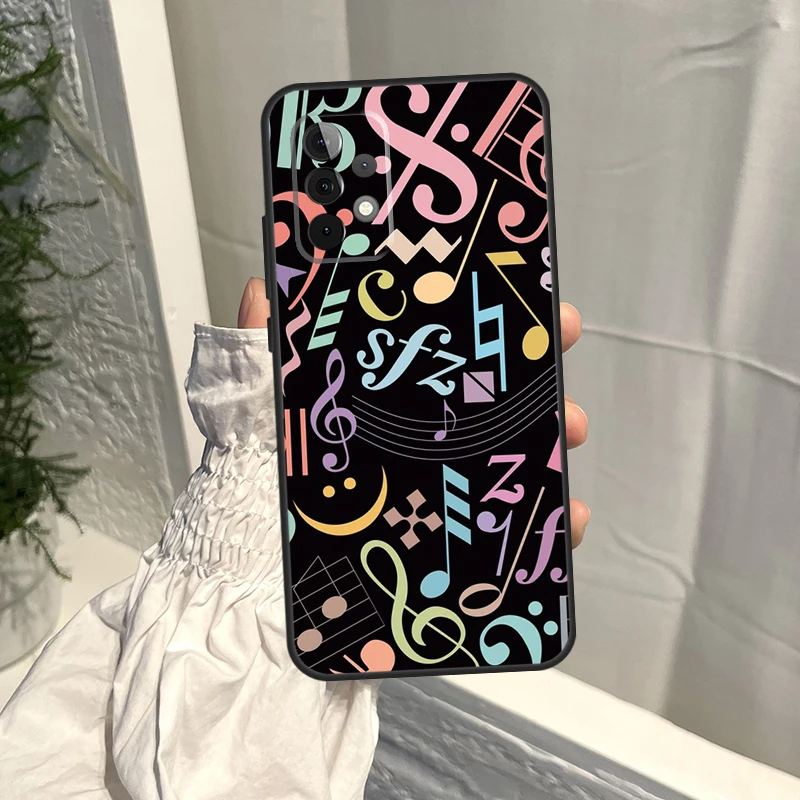 Music Score Musical Notes Case For Samsung Galaxy A54 A34 A52 A21S A12 A22 A32 A14 A13 A23 A33 A53 A73 A51 A71 Cover