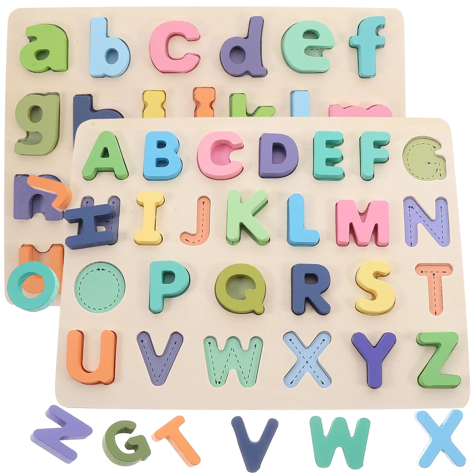 2 set di puzzle e puzzle coordinati per l'educazione precoce Giocattolo intelligente Puzzle per bambini in legno con pavimento dell'alfabeto per bambini