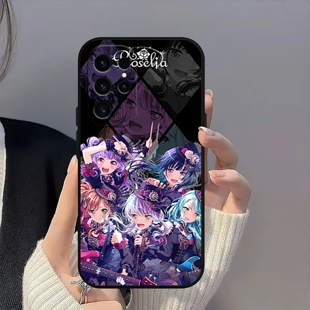 Band R-Roselia B-BanG Dream Anime Phone Case For Samsung Galaxy A54 A71 A72 A73 S22 S23 Ultra Black Soft Silicone Cover