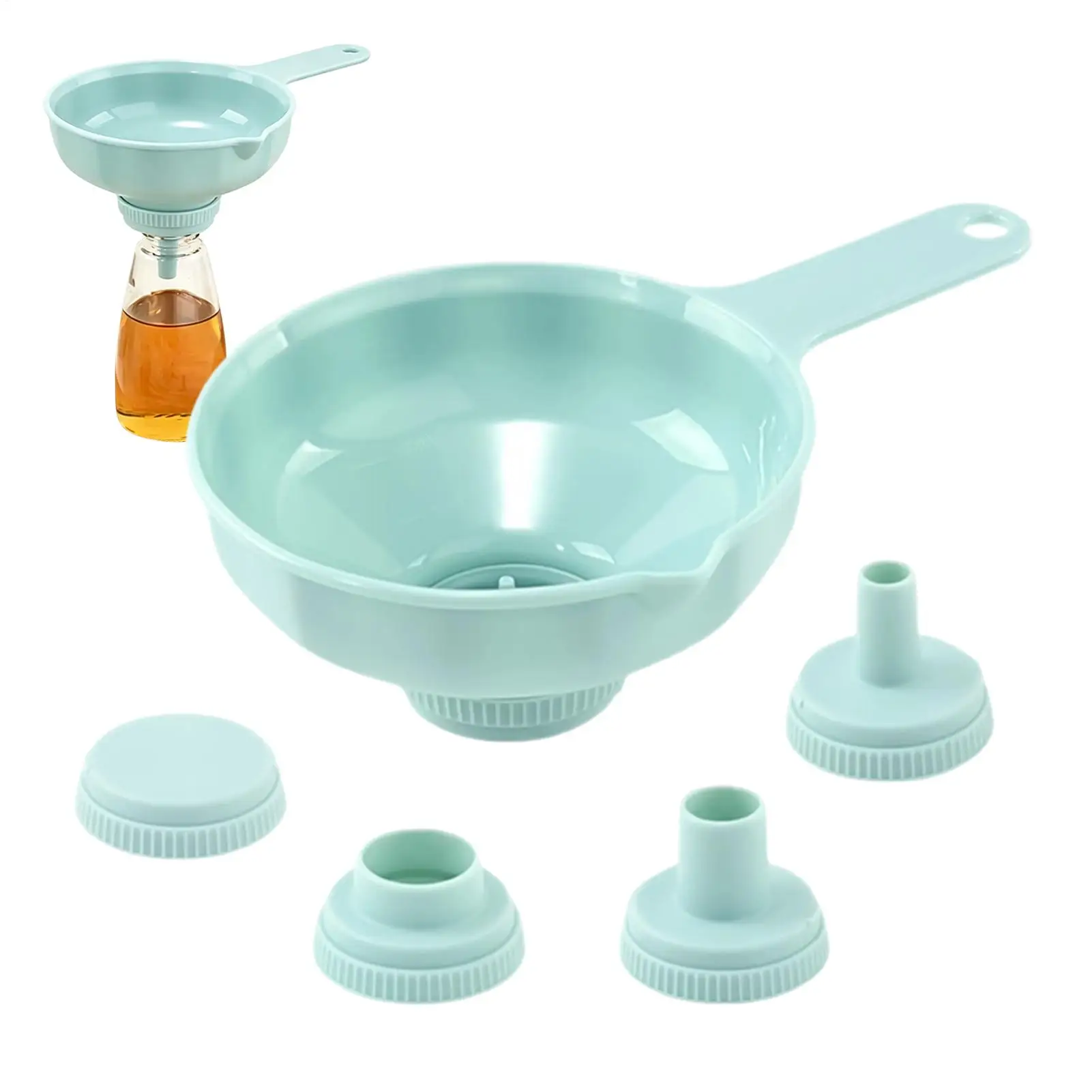 7-in-1 Kitchen Funnel Set Multi Functional Wide Mouth Funnel Large Wide Mouth Funnel With Strainer For Food Cooking Jar Grain