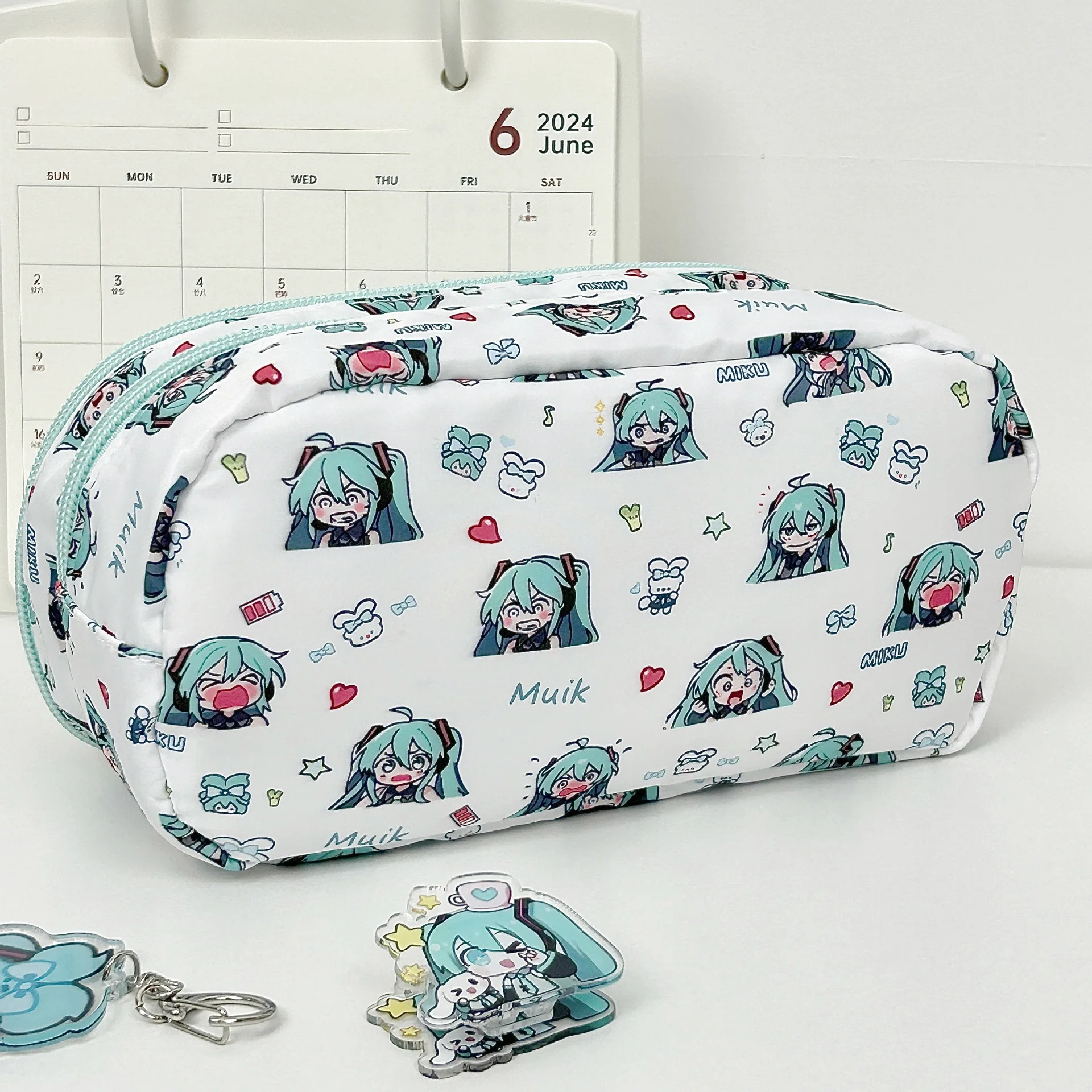 أنيمي المغني الافتراضي ل Miku حقيبة أدوات مكتبية مقلمة Kawaii سعة كبيرة طالب محفظة نسائية للعملات المعدنية المشجعين جمع هدية الطرفية B #2