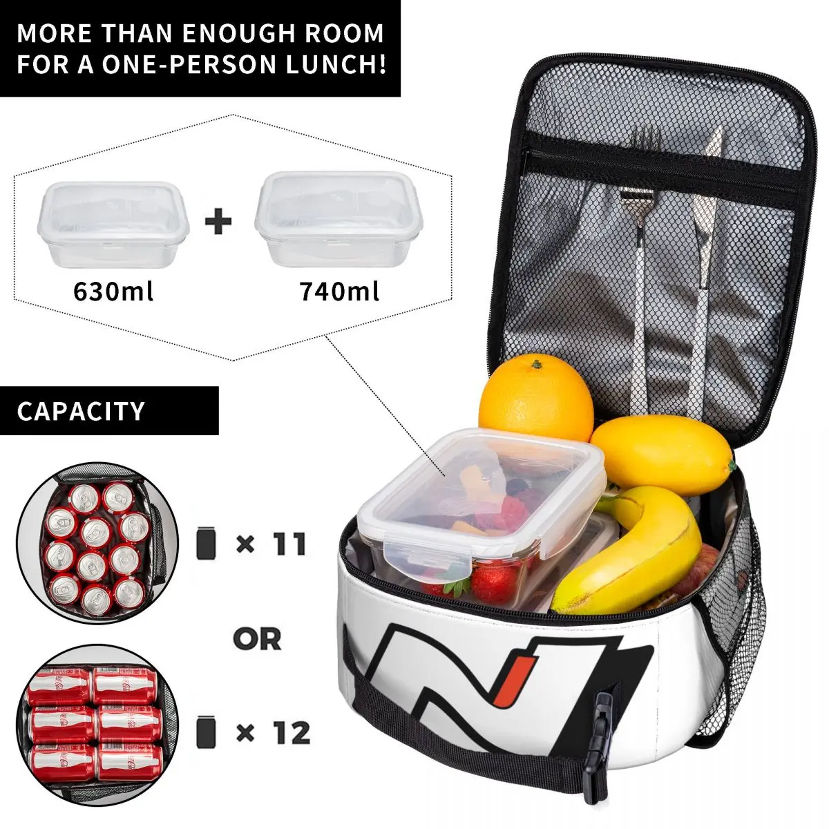 Hyundais N Performance Car Isolado Lunch Bag Hyundai-N Lunch Container Portátil Refrigerador Térmico Bento Box Office