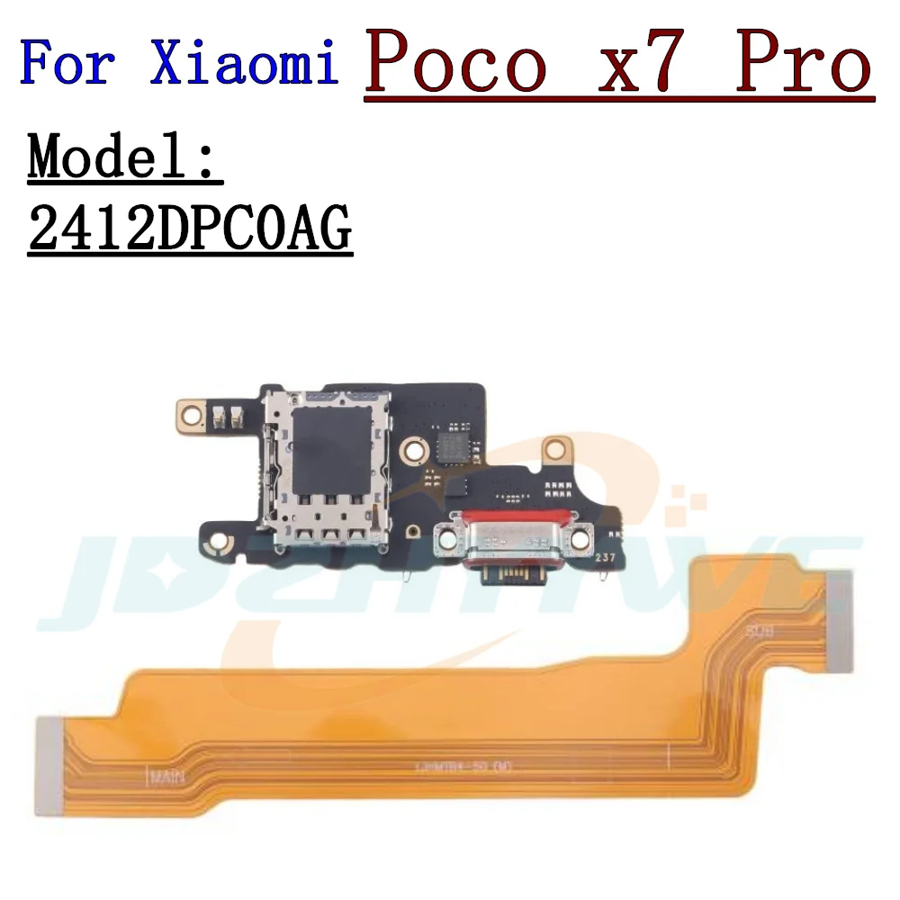 USB Charging Port Mic Microphone Dock Connector Board For Xiaomi Poco X7 Pro 2412DPC0AG Main Motherboard Flex Cable Repair Parts