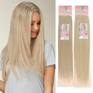 Synthetic Blonde Long Straight 4 Clip In Hair Extension 22Inch 150g Kanekalon Futura One Piece Clips For Women