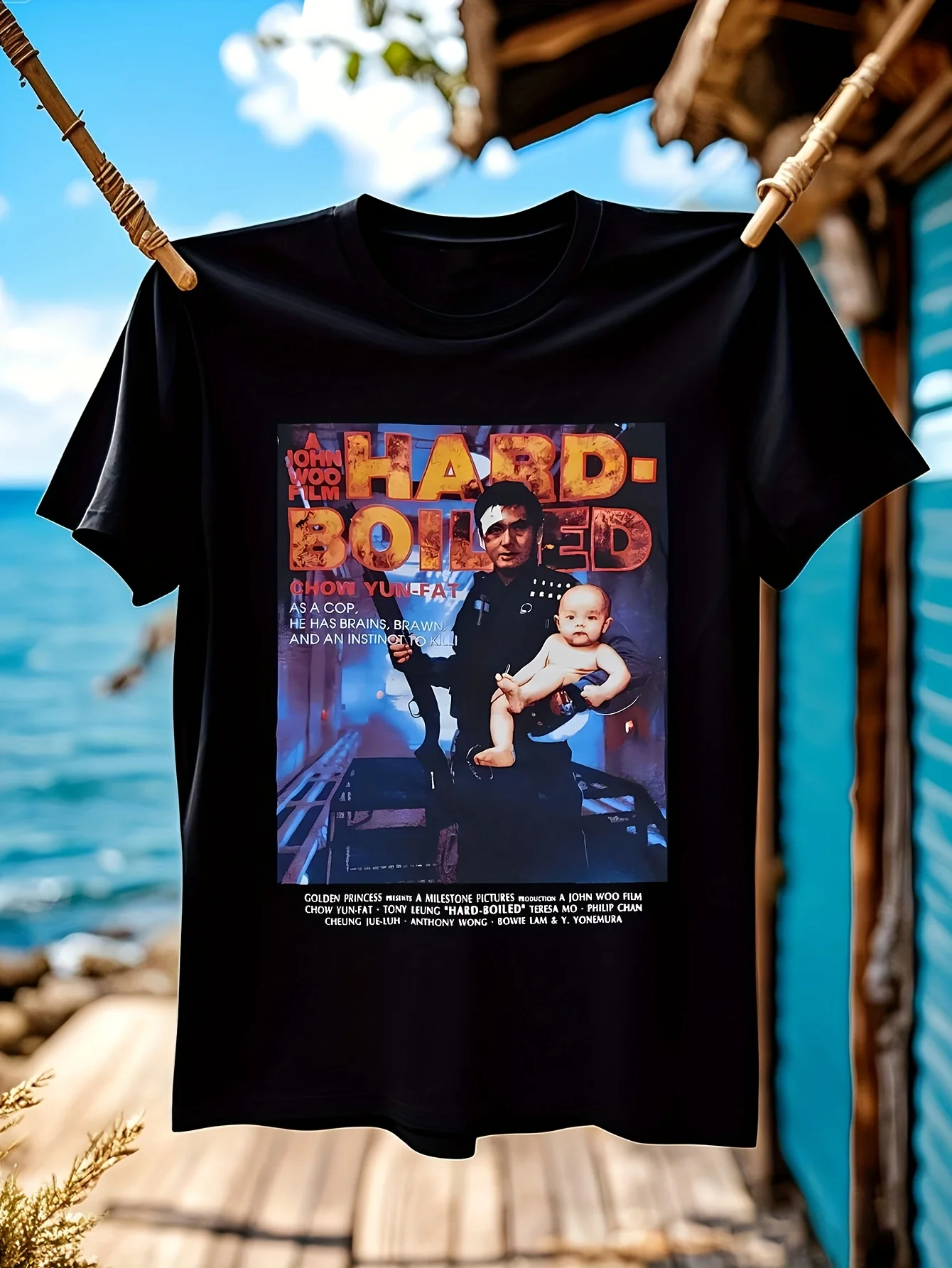 Men'S Classic Rare Hard Boiled Movie Graphic Tee Featuring John Woo Chow Yun Action Film Design Casual Round Neck Short Sleeve