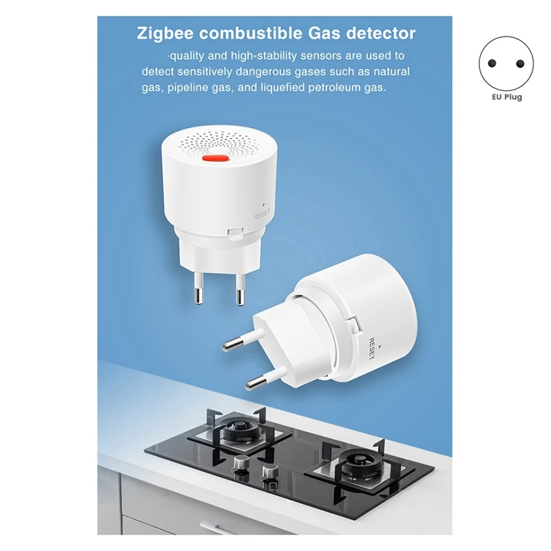 Zigbee Natural Gas Sensor Combustible Household Smart LPG Gas Leakage Alarm Detector Fire Security Protection EU-PLUG